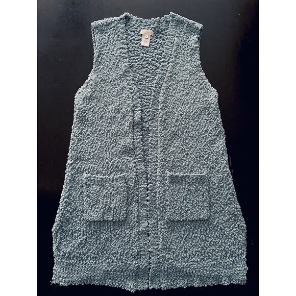 MULTIPLES Long Blue/Green Sherpa Sweater Vest sz M - Picture 5 of 8